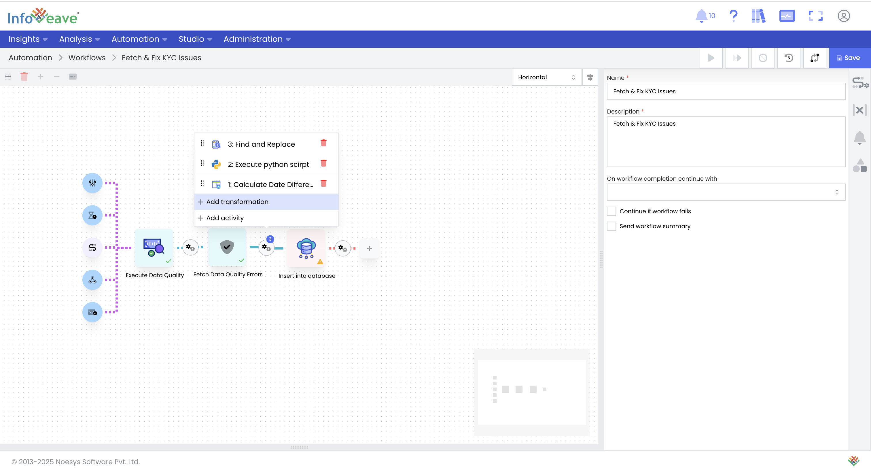 Workflow step to insert fixed rows into a database