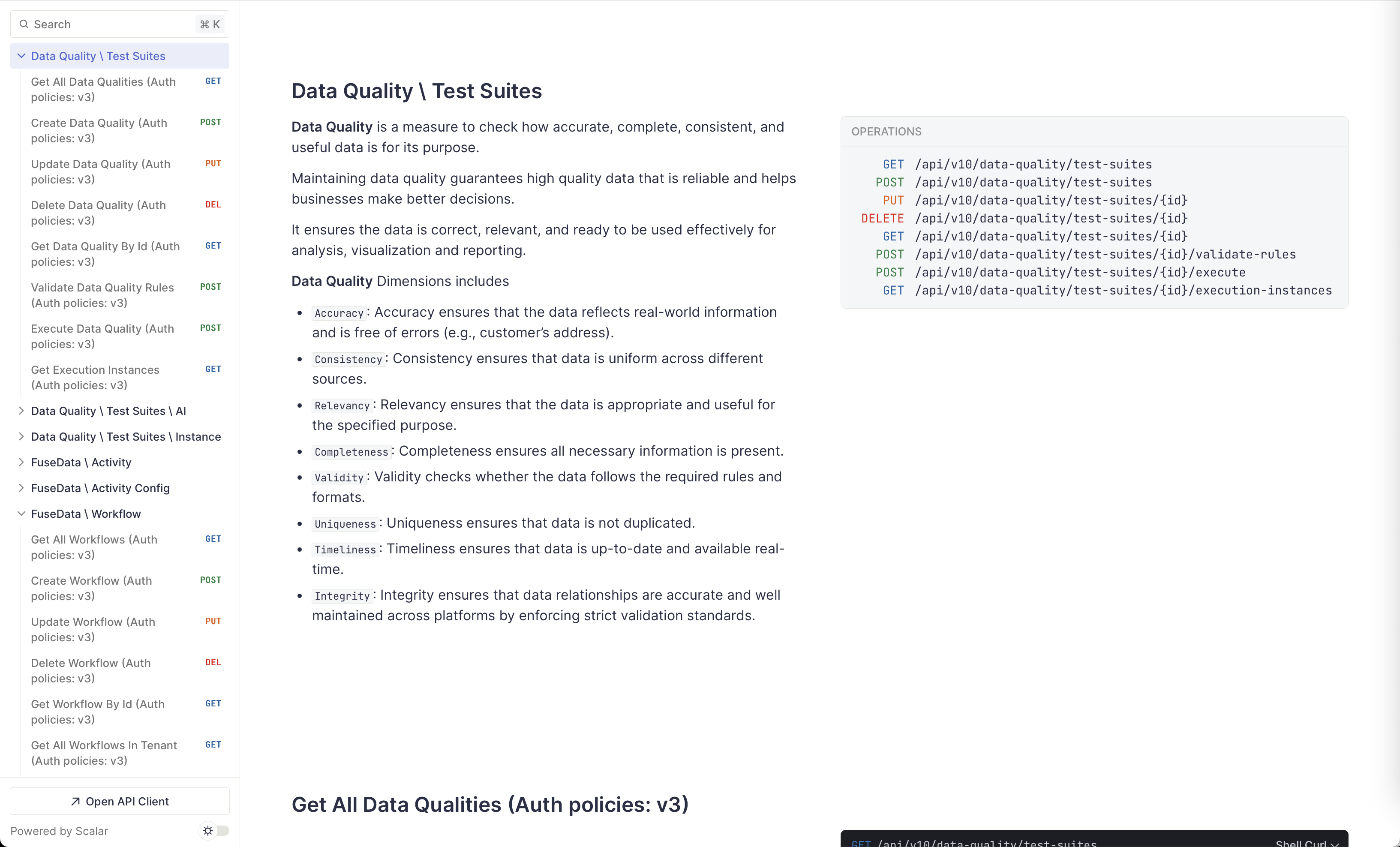 A complete data quality test suite in the Infoveave UI