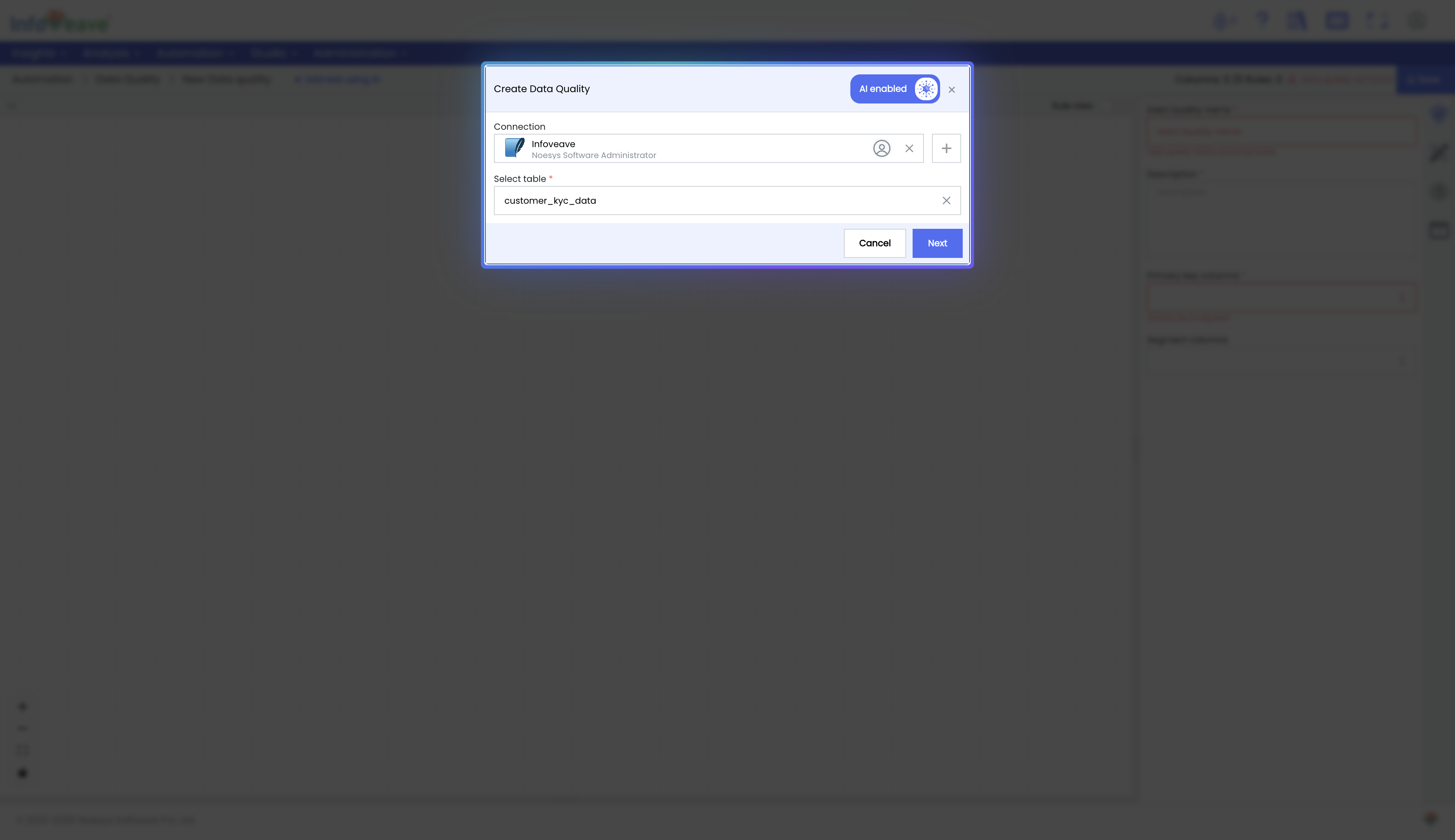 Enabling the GenAI switch for a new data quality task